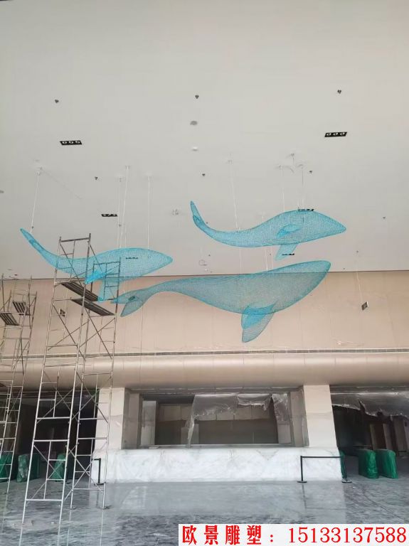 不銹鋼吊頂鏤空動物鯨魚擺件，適合海洋館景觀裝飾,4